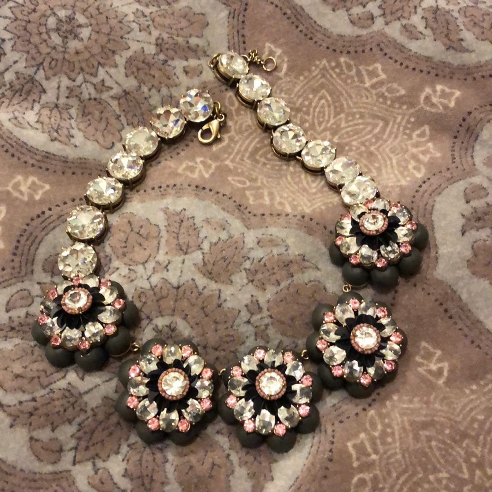 Gray and Pink crystal necklace
